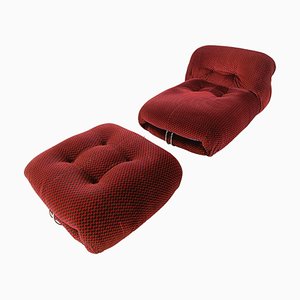Set of Soriana Lounge Chair with Ottoman attributed to Afra & Tobia Scarpa for Cassina, 1970s