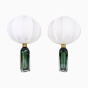 Mid-Century Modern Table Lamps attributed to Carl Fagerlund for Orrefors, Sweden, 1960s, Set of 2