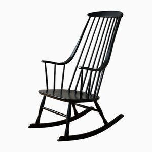 Danish Black Rocking Chair, 1950s