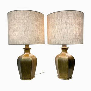 Mid-Century Modern Bronze Table Lamps, Set of 2