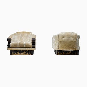 Art Deco Expressionist Japanese Armchairs, 1920s, Set of 2