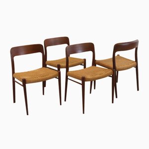 Mid-Century Model 75 Chairs attributed to Niels Otto (N. O.) Møller for J.L. Møllers, 1960s, Set of 4