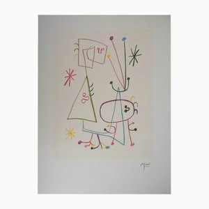 Joan Miro, Familia con estrellas, Parler Seul, años 70, Litografía