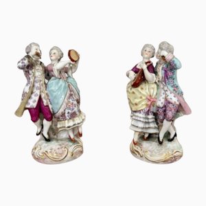 Antique 19th Century Porcelain Meissen Figurines, 1900, Set of 2
