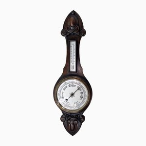 Antikes edwardianisches Barometer aus geschnitzter Eiche, 1900er
