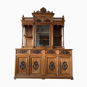 Vintage French Walnut and Pine Sideboard with Showcase