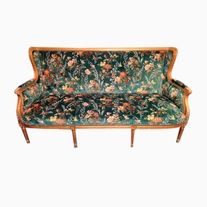 3-Seater Sofa with Green Floral Fabric