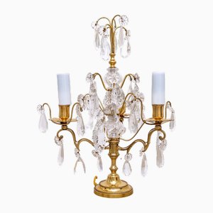 Girandole Vergoldete Bronze & Baccarat Kristall Hänge-Tischlampe, 20. Jh.