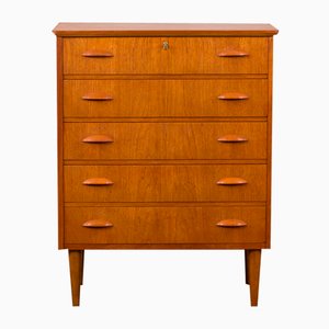 Dänische Mid-Century Teak Kommode mit Fünf Schubladen, 1960er