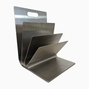 Revistero de acero inoxidable de Xavier Feal para Inux Industrie, años 70