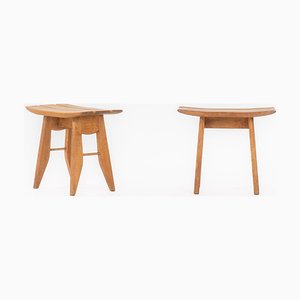 Oak Stools by Guillerme and Chambron for Votre Maison, 1950s, Set of 2