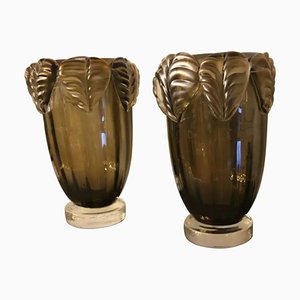 Smoked Glass Murano Vases by Costantini, Set of 2
