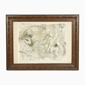 Janina Konarska, Las vacas, 1946, Impresión, Enmarcado