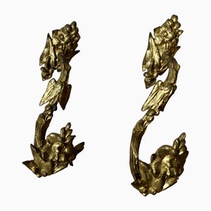 Large French Rococo Ormalu Curtain Curtain Tie Backs, Set of 2