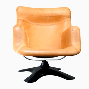 Cognac Leather Lounge Chair by Yrjo Kukkapuro for Haimi Karuselli, 1960s