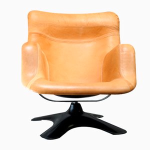 Fauteuil Cognac en Cuir par Yrjo Kukkapuro pour Haimi Karuselli, 1960s