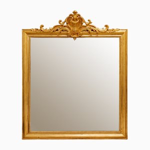 Large 19th Century Louis XV Trumeau Mirror in Gilded Wood with 24 Carat Leaf