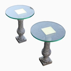 Bedside Tables in Carrara Marble, Brass and Glass, Italy, 1970, Set of 2