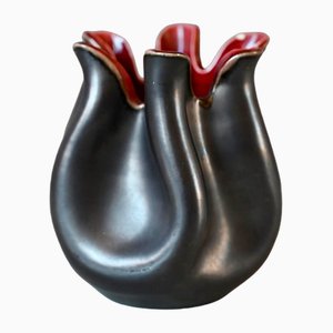 Schwarze Vase von Fernand Elchinger, 1950er