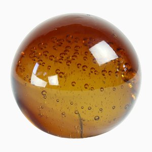 Mid-Century Amber Glass Paperweight by Borske Sklo, 1960s