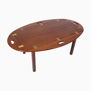 Coffee Table in Polished Mahogany with Brass Fittings, 1940s