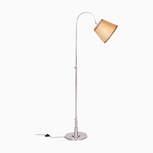 Bauhaus Floor Lamp in Nickel-Plated Steel & Parchment Shade, Czech, 1920s