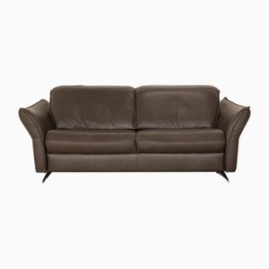 Graues 2-Sitzer Ledersofa von Hukla