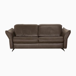 Gray Leather 2-Seater Sofa from Hukla