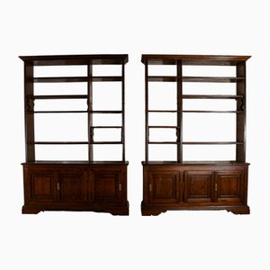 Open and Closed Bookcases in Fir, 1900s, Set of 2