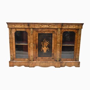 Victorian Walnut Cabinet Sideboard in Breakfront Inlay