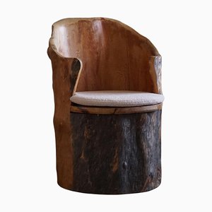 Brutalistischer handgeschnitzter Stump Chair aus Kiefernholz im Stil von Wabi Sabi, Schwedisch, 1970er