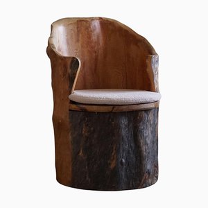Stump Chair Brutaliste Sculptée à la Main en Pin dans le style de Wabi Sabi, Suède, 1970s
