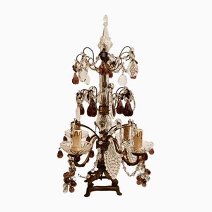 Vintage Table Lamp with Crystal Pendants