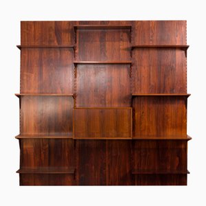 3-Bay Rosewood Wall Bookcase with Secretarie by Poul Cadovius, Denmark, 1960s