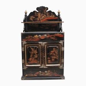 Black Lacquered and Painted Table Cabinet, 1890