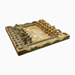 English Chess & Draughts Board Gaming Set, 1970s, Set of 33