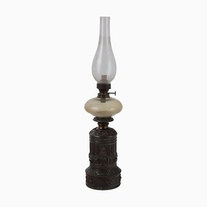 Oil Lamp in Sheeth Metal, Bronze & Glass from R. Ditmar Wien, 1900s