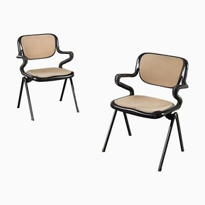 Vertebra System Chairs in Cloth & Metal attributed to Giancarlo Piretti for Castelli / Anonima Castelli, Italy, 1970s, Set of 2