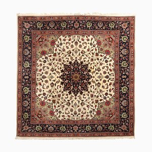 Middle Eastern Thin Knot Rug in Cotton, Wool & Silk, Tabriz