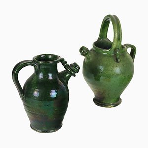 Early 19th Century Enamelled Terracotta Jars, Set of 2