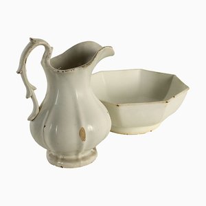 Pitcher with Bowl in Earthenware from Società Ceramiche Richard, Set of 2