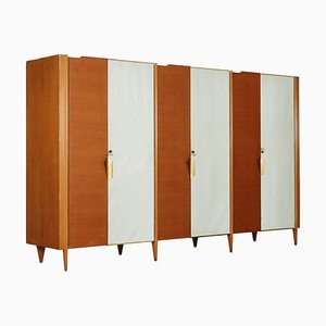 Vintage Wardrobe in Wood and Brass, Italy, 1960s