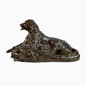 J-E. Masson, The Dog with a Hare, Early 1900s, Bronze