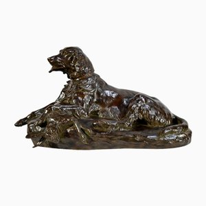 JE. Masson, Der Hund mit Hase, Anfang 1900, Bronze