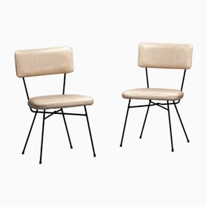 Chaises avec Structure en Fer Noir et Skaï Blanc par Studio BBPR Chairs pour Arflex, 1950s, Set de 2