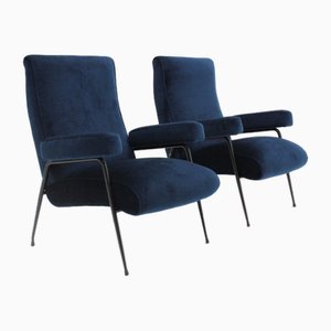 Fauteuils Mid-Century en Velours, Italie, 1950s, Set de 2