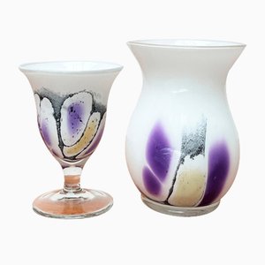 Vintage German Glass Vase and Goblet by Hans Jürgen Richartz for Richartz Art Collection, Set of 2