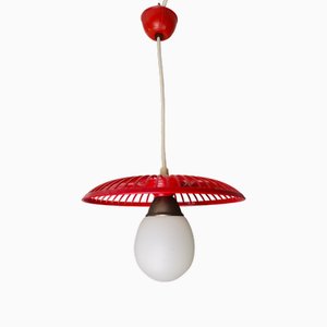 Lampe de Table de Cuisine Suspendue Mid-Century en Plastique Rouge, 1960s