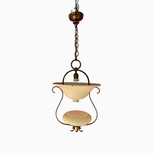 Art Deco AMBA Hanging Lamp by Alfred Müller in the style of Jean Royère, 1940s