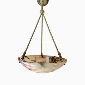 Art Deco Ceiling Lamp with Marbled Glass, 1930s